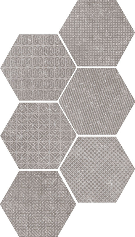 Equipe Coralstone Melange Grey Hexagon 29,2 x 25,4 cm