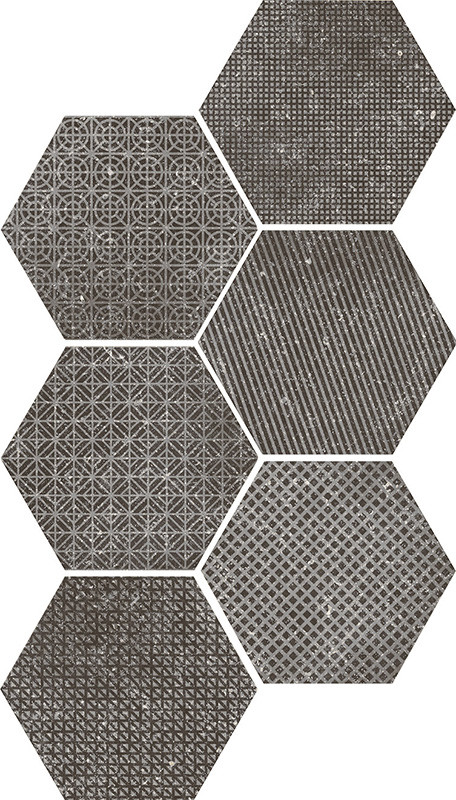 Equipe Coralstone Melange Black Hexagon 29,2 x 25,4 cm